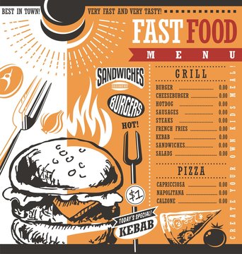 Fast food restaurant menu design idea