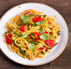 Tagliatelle pasta with vegetables