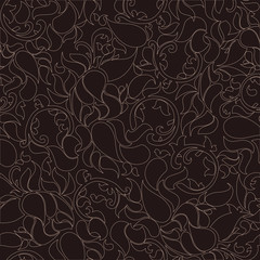 Obraz premium Chinese brown contour seamless texture
