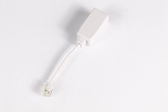Microfilter phone of the ADSL installation on a white background