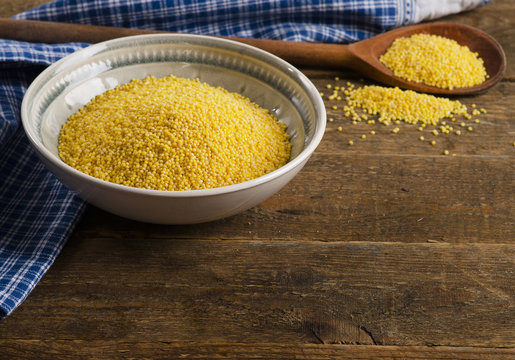 Raw Millet in a bowl.