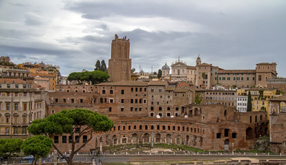 Fototapeta na wymiar Ruins of Trajan's Forum in Rome, Italy 