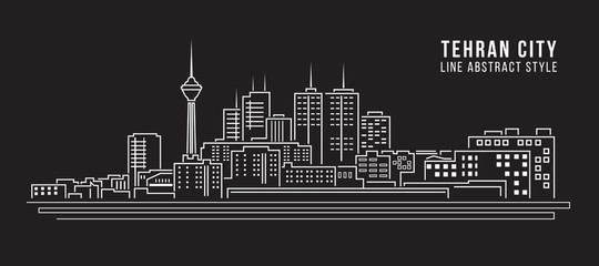 Cityscape Building Line art Vector Illustration design -  tehran city