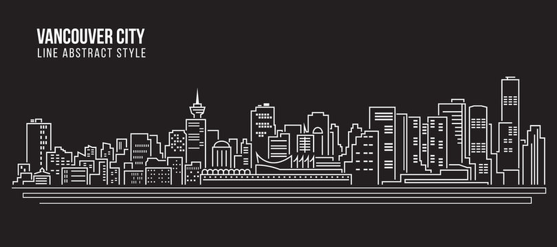 Cityscape Building Line art Vector Illustration design - Vancouver city