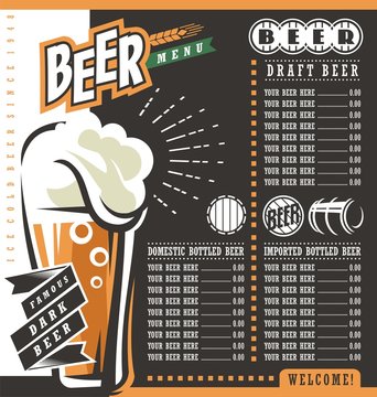 Beer Menu Retro Design Template