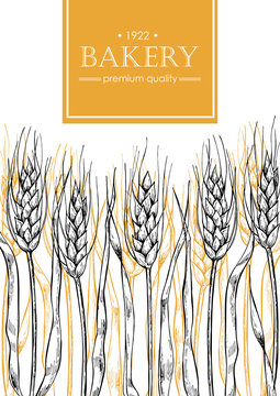 Vector vintage bread and bakery illustration. Hand drawn banner.
