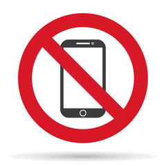 ban phone, no mobile cell phone, warning sign ban phone, icon ban mobile phone  EPS10, vector illustration