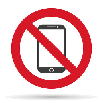 ban phone, no mobile cell phone, warning sign ban phone, icon ban mobile phone  EPS10, vector illustration