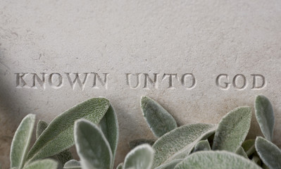 Known Unto God, inscribed on a headstone.