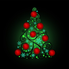 Abstract Christmas Tree with red christmas balls
