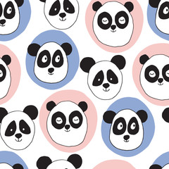 Obraz premium Hand rdawing seamless panda vector illustration
