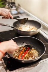 pan on the stove boiling ingredients