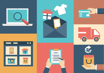 Vector concept of process email marketing. Flat style design