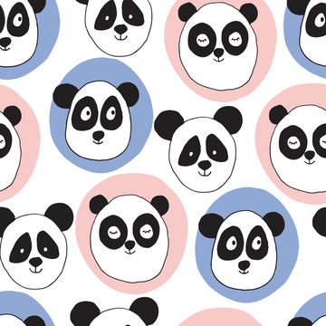 Hand rdawing seamless panda vector illustration