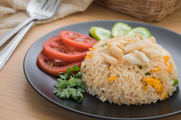 Fried rice with crab and vegetables, Thai food