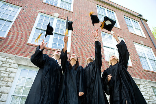 Graduation: Graduates Toss Caps in Air