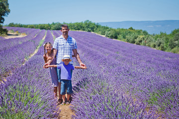 Family in a lavender field