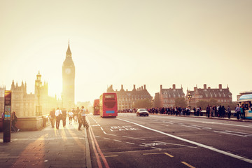 Westminster Bridge at sunset, London, UK