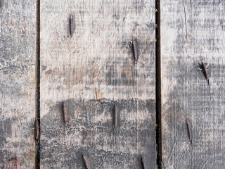 Old vintage wooden  with nails