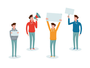 Fototapeta premium Cartoon people with a message. Isolated icon set