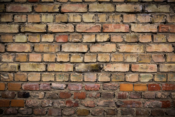 Old weathered brick wall, texture, background