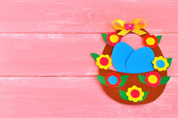 Easter basket with eggs - Easter background