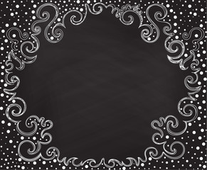 Abstract vector frame with curling figured handdrawn lines and chalk effect, eps 10