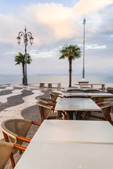 Beautiful morning on Lake Garda. Italy. Promenade in Lazise.