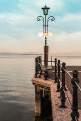 Beautiful morning on Lake Garda. Italy. Promenade in Lazise.