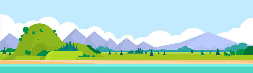 Obraz premium Mountain Range Summer Landscape Horizontal