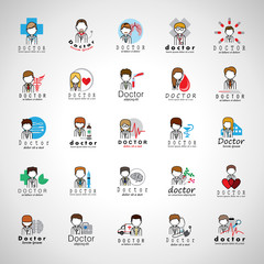 Doctors And Medical Workers Icons Set-Isolated On Gray Background-Vector Illustration,Graphic Design.Collection Of Professional Medical Persons, Physician, Chemist Staff. For Web, Websites, Templates