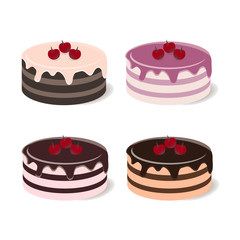 Set of different cakes