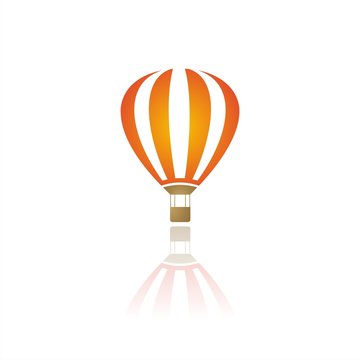 Hot air balloon icon with reflection