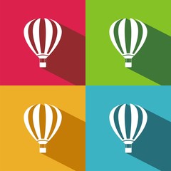 Hot air balloon icon on colorful backgrounds