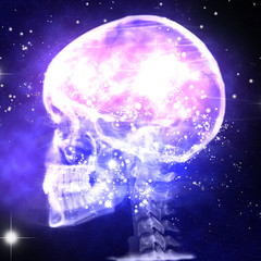 Obraz na płótnie Canvas rtg of human skull with galaxy