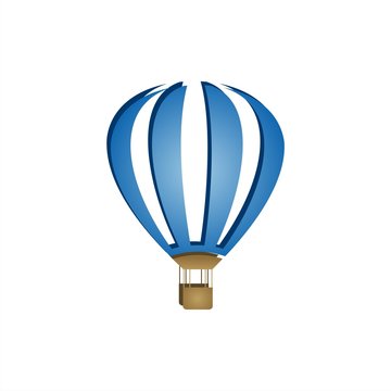 Hot air balloon icon embossed on white background