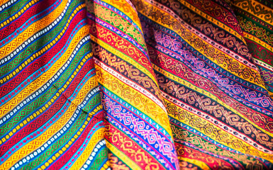 Textiles and Clothing at the bazaar. The Turkish market.