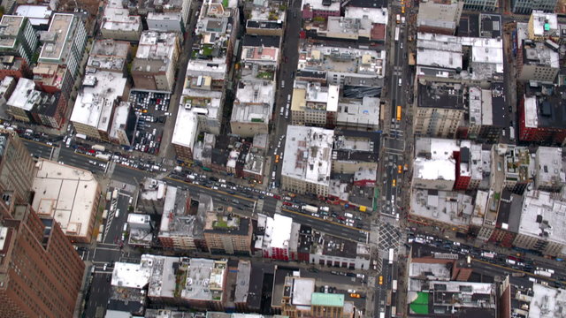 Aerial of rooftops in New York City