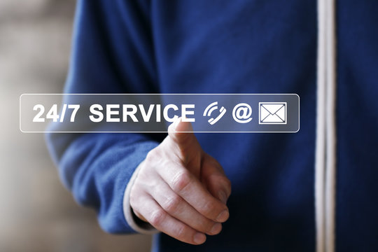 Business button 24 hours service web sign