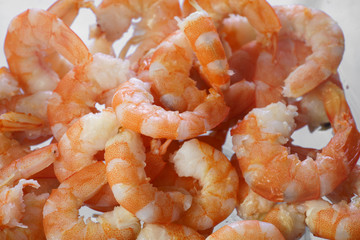 Cooked shrimps close up