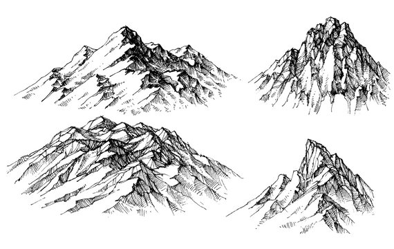 Mountain Set. Isolated Mountain Peaks Vector