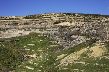 Fototapeta na wymiar Hill near Dwejra bay. Gozo island. Dwejra Bay. Malta