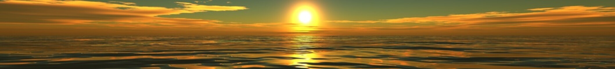 Naklejka na ściany i meble ocean sunset, sunrise panorama of the sea, the light over the sea Banner