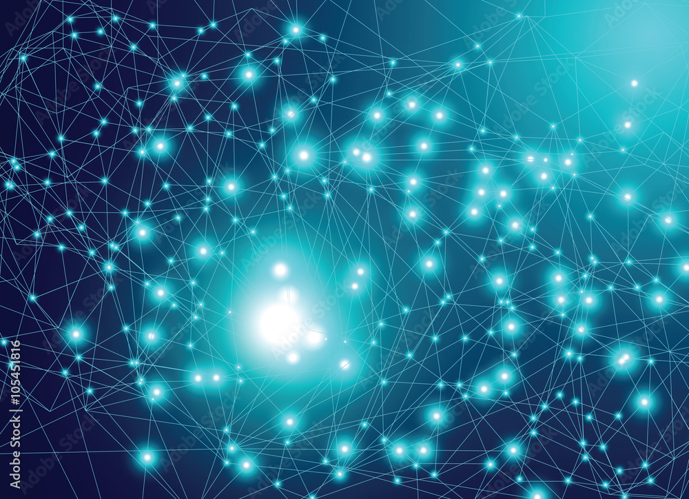 Poster world of particle galaxy star abstract ai tech neon glow wave futuristic network background illustra