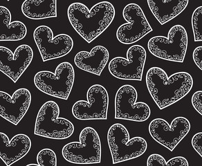 Valentine vector seamless pattern with hand drawn hearts. You can use it as a wedding background, invitation, greeting card