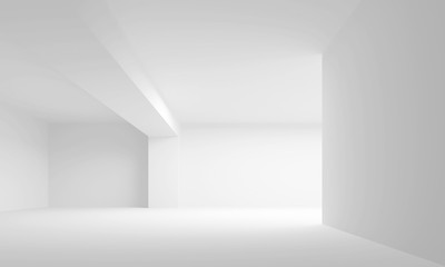  Empty white interior. 3 d illustration