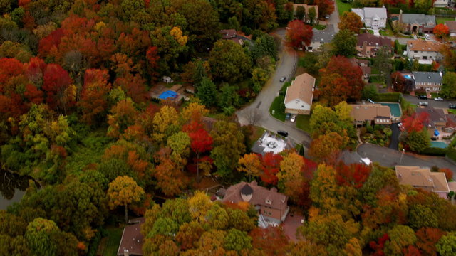 Aerial of residential houses in new york