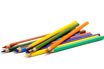 Drawing supplies, Colour pencils isolated on white background close up