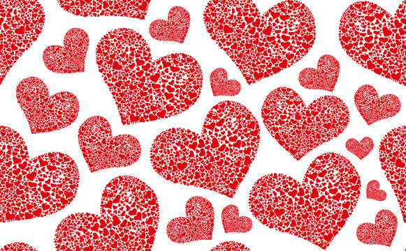 Valentine's day vector seamless pattern with scarlet hearts