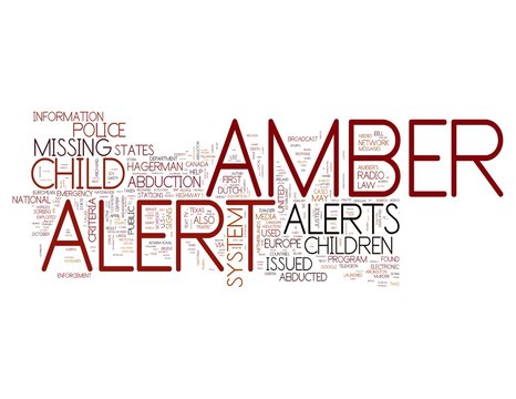  Amber Alert word concepts isolated on white background